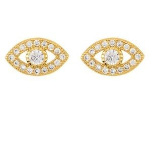 Adornia 14K Over Silver Crystal Evil Eye Studs